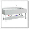 TS313 1.8m Double Sinks Bench With Splashback and Under Shelf